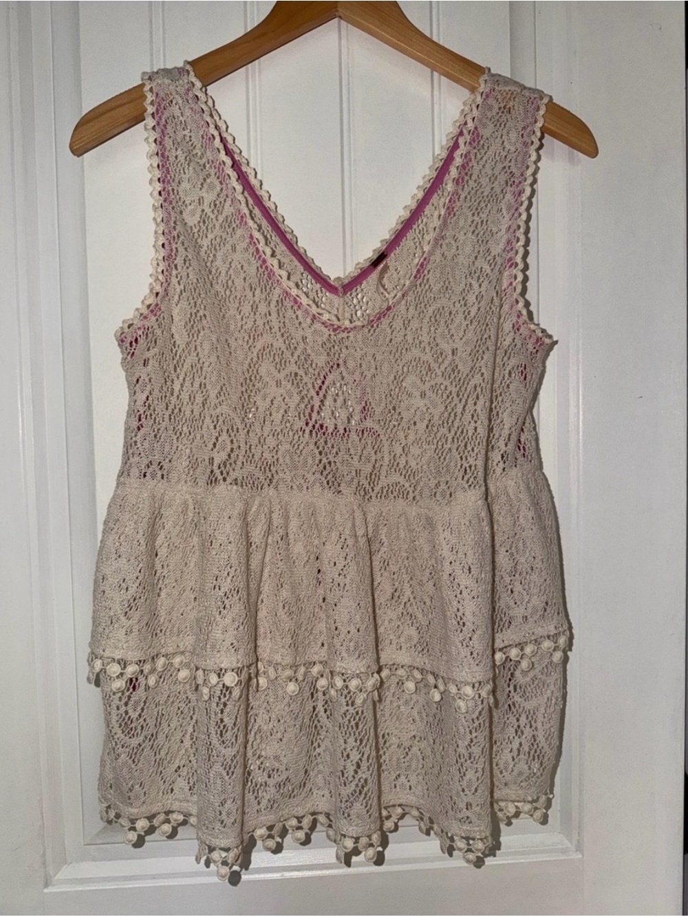 Free People Boho Lace Peplum Tank Top-M